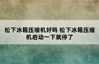 松下冰箱压缩机好吗 松下冰箱压缩机启动一下就停了